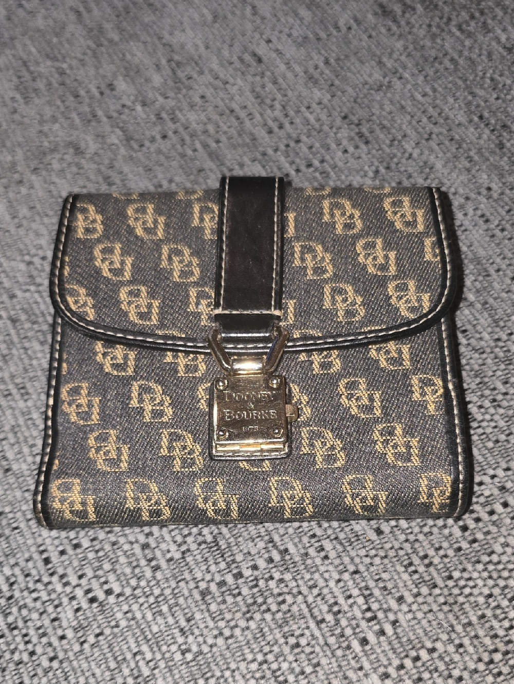 Dooney & Bourke Brown and Tan Signature Foldover Wallet